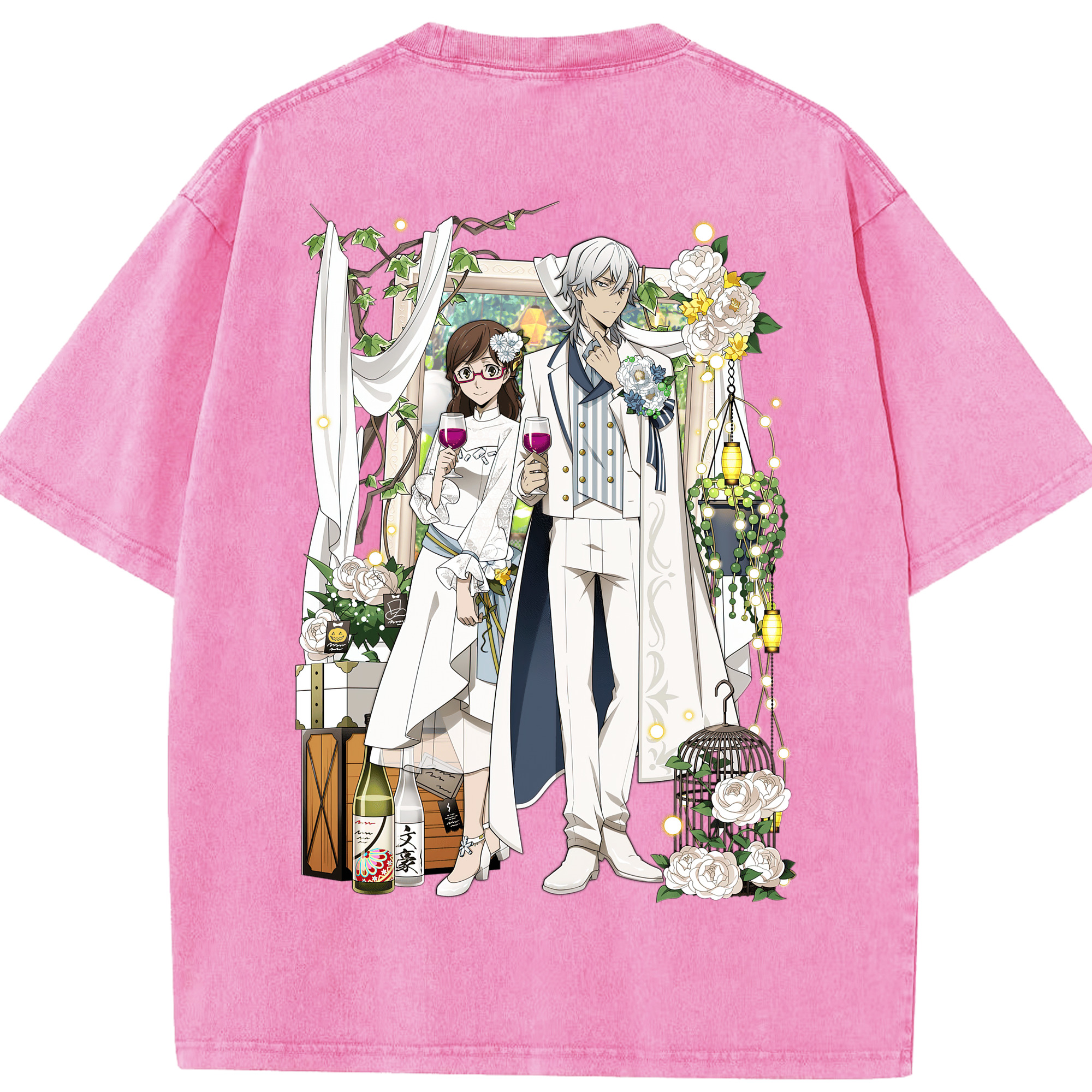 （画像用） 文豪ストレイドッグス Bungo Stray Dogs 綿100% ヴィンテージ風 半袖Tシャツ（背面プリント）